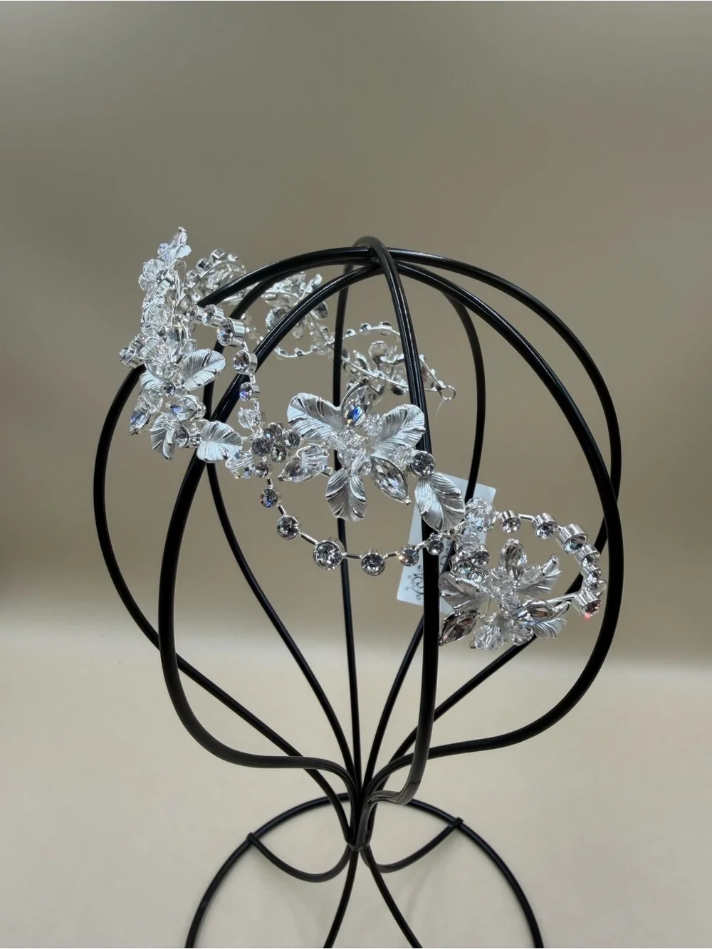 Paisley B Designs Silver Crystal Floral Bridal Tiara Headband NWT